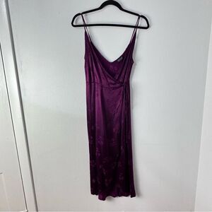 70’s Y2K Vintage Inspired Purple Midi Slip Dress Size 4 Wrap Around Fairycore